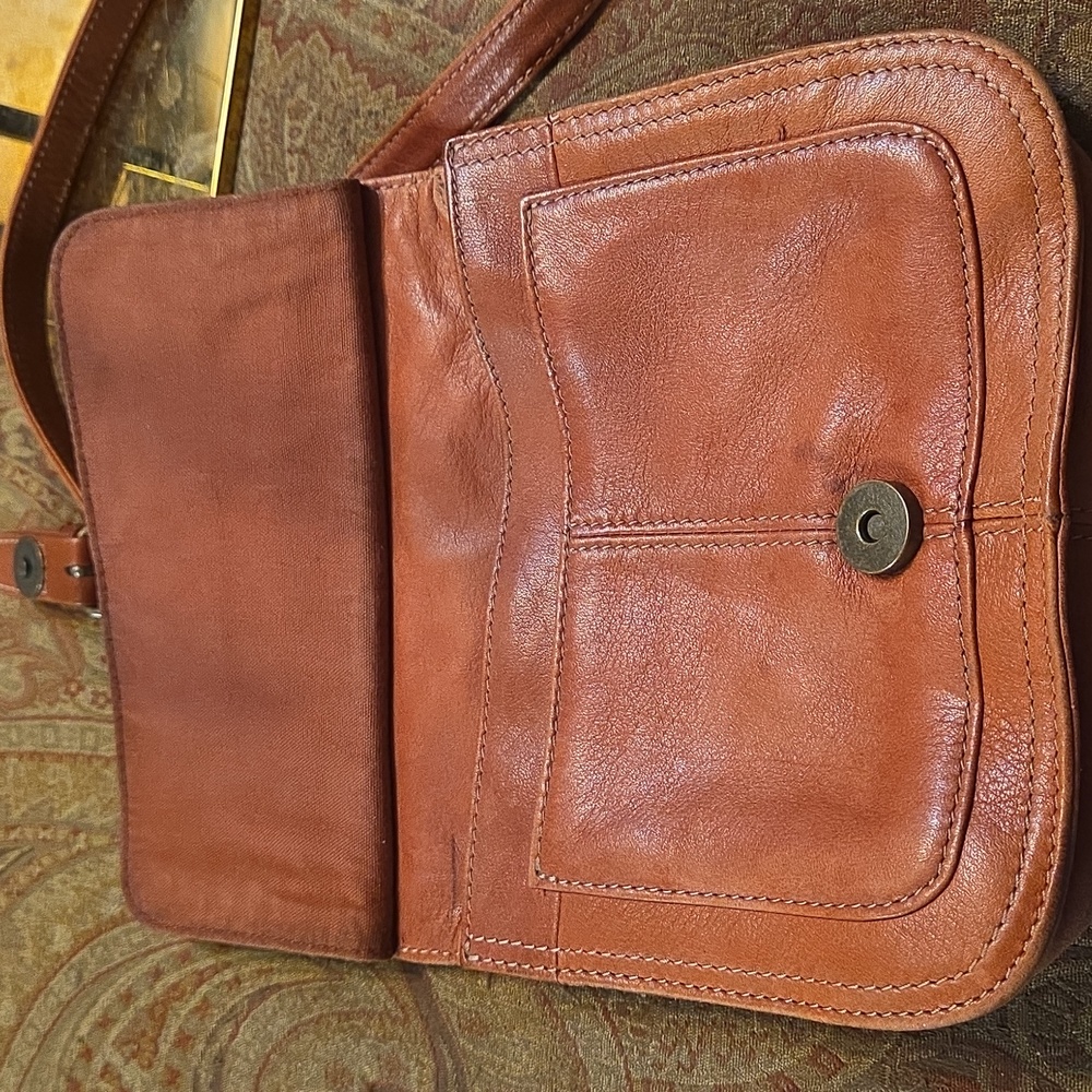 Fossil Brown Leather Crossbody Bag GUC - Picture 7 of 12